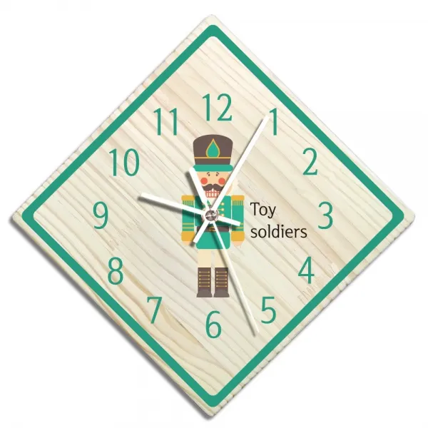 바이트리 소나무 고급 인테리어 벽시계 마름모 둘레숫자 28cm, 병정