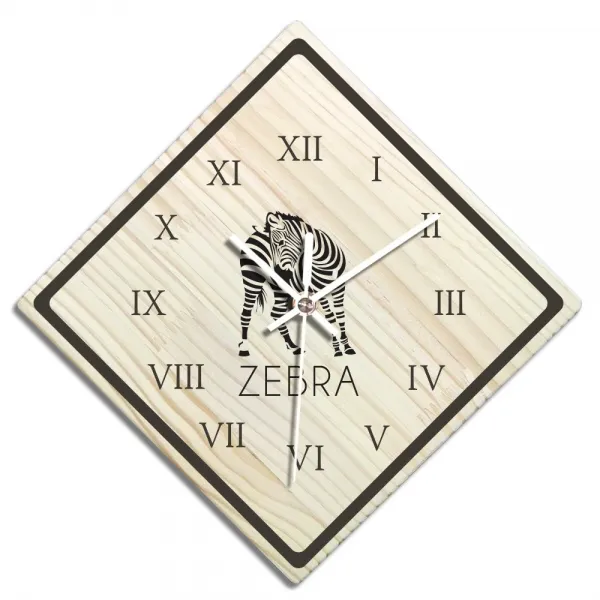 바이트리 소나무 고급 인테리어 벽시계 마름모 둘레로마숫자 28cm, 얼룩말