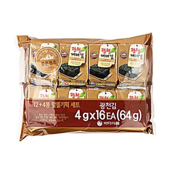 바다식품 바다의향이 느껴지는 광천재래김 도시락김, 16개입
