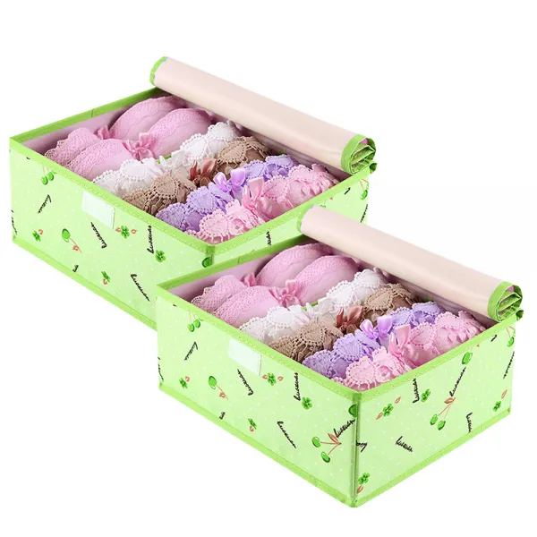 이코디 패브릭 속옷 정리함 6칸 체리 그린, 2개입