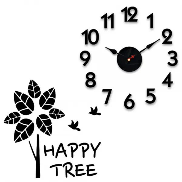 홈코코 압축스펀지 블랙숫자 DIY 벽시계 + 포인트스티커, 해피트리
