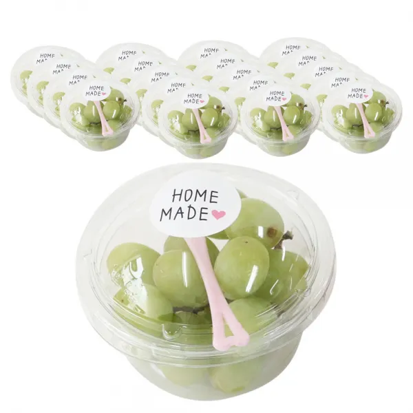 Sl 투명머핀컵 미니 본체 20p + 뚜껑 20p + 홈메이드 스티커 소 20p + 미니포크 20p 1세트
