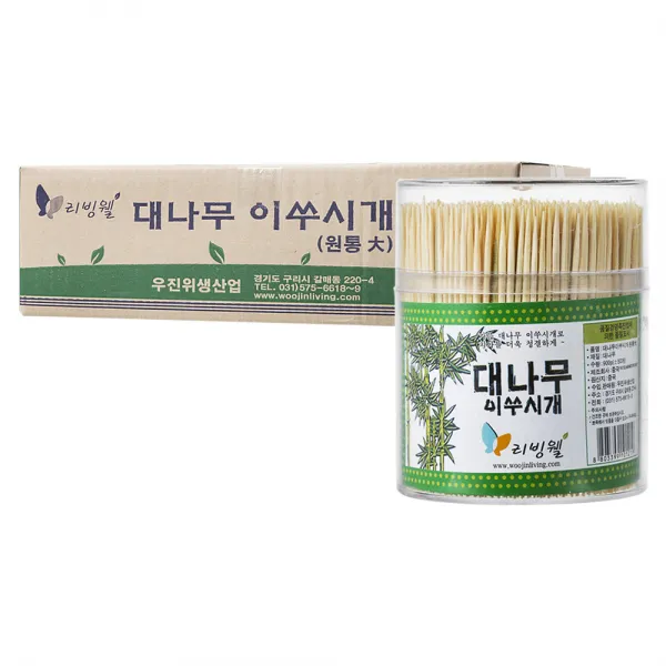 리빙웰 대나무 원통 이쑤시개입 900p, 72개입, 1개