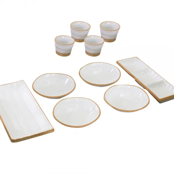 토가마 손미백 나팔찬기 4인세트 10p, 화이트 + 황토, 1세트