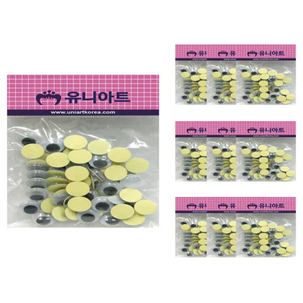 유니아트 1000 접착눈알 12mm 58p, 혼합 색상, 10개입