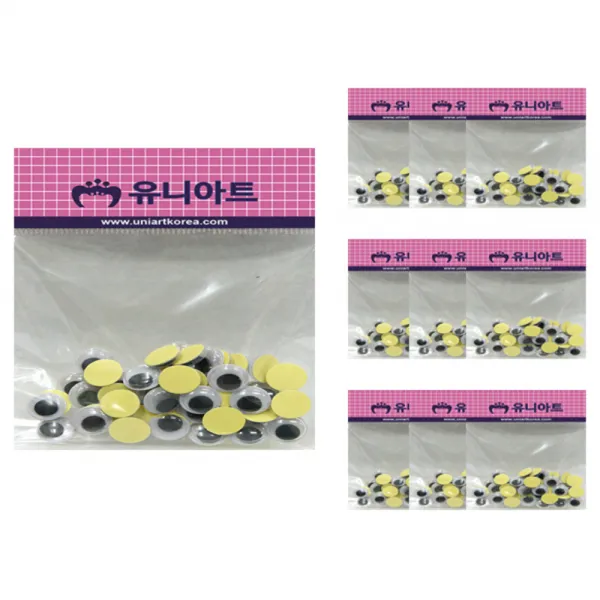 유니아트 1000 접착눈알 10mm 67p, 혼합 색상, 10개입