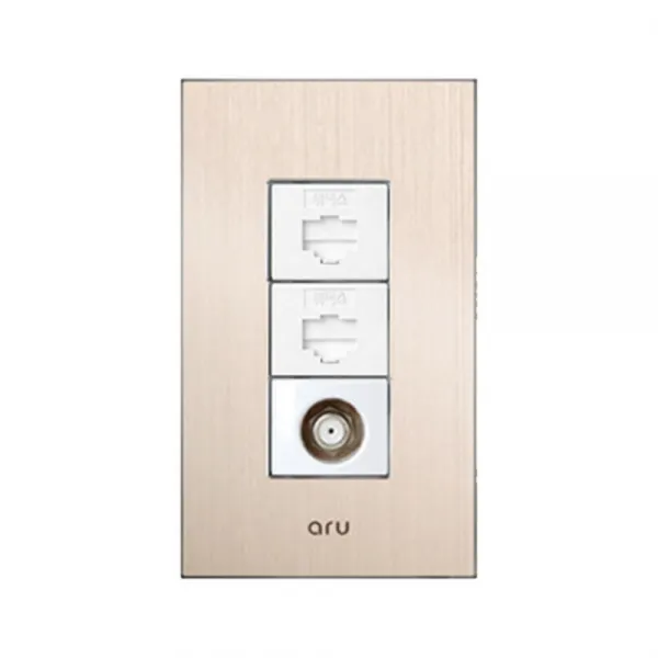 아루 조합 3구 콘센트 8P + 8P + CATV 샴페인골드, 1개