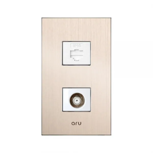 아루 조합 2구 콘센트 8P + CATV 샴페인골드, 1개