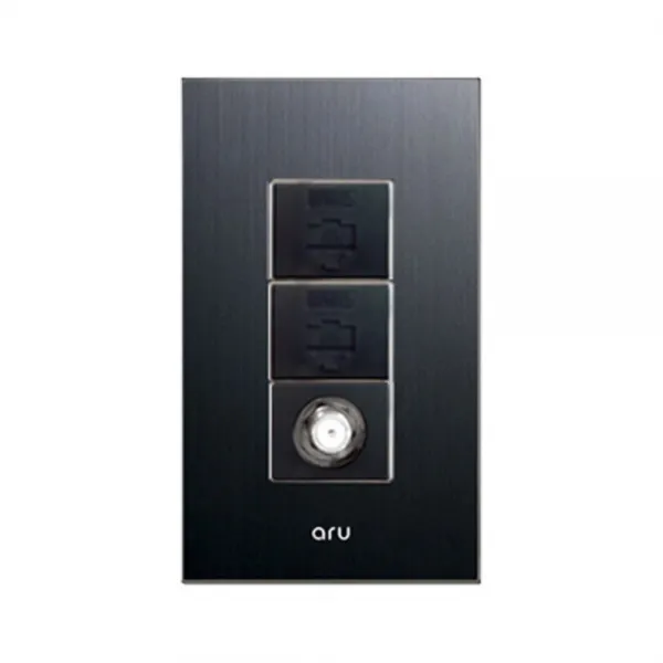 아루 조합 3구 콘센트 8P + 8P + CATV 블랙, 1개