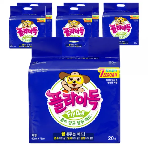플라이독 배변패드 대형 20p, 6개
