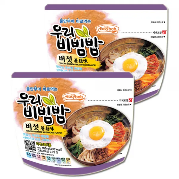 이지밥 참미푸드 우리 비빔밥 버섯 전투식량, 100g, 2개입