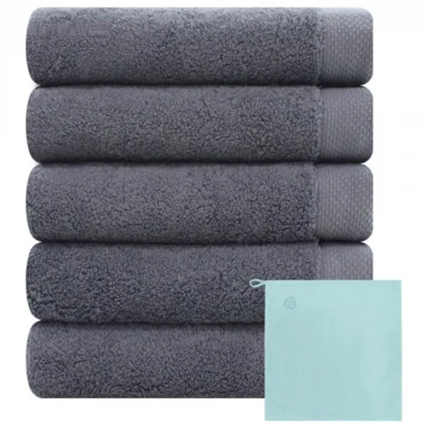 송월타월 소피아 타월 200 G 40수 면사 5p + 테리베이커리 고리수건 랜덤 발송 회색 1세트