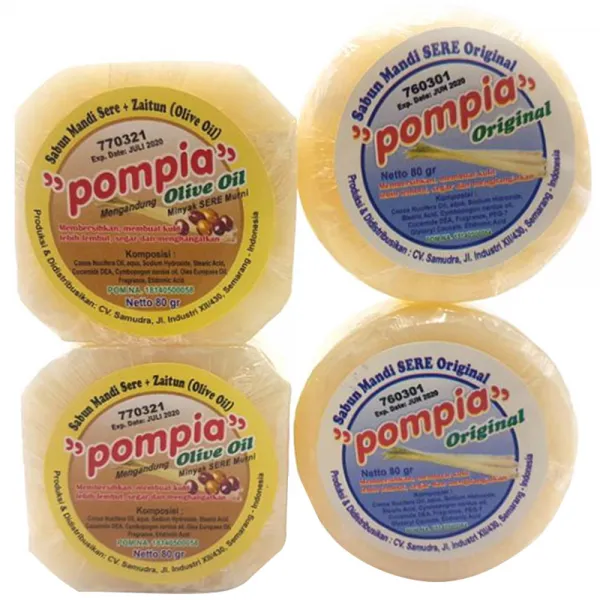 Pompia 오리지널 레몬그라스 비누 80g X 2p + 프리미엄 올리브 비누 80g X 2p 1세트