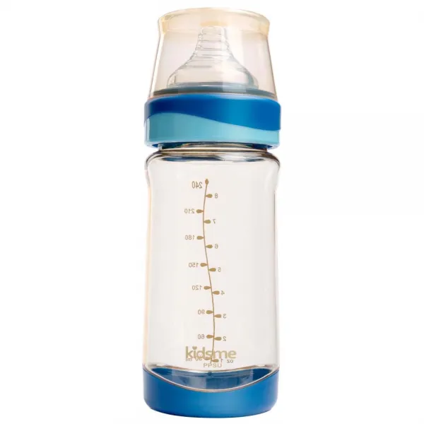 키즈미 PPSU 젖병 240ml, L(6개월이후), 블루