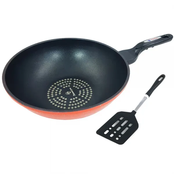 코코렉스 다이아몬드 코팅 궁중팬 + 블랙 사각 뒤집게 대형, 몸체 30cm, 1세트