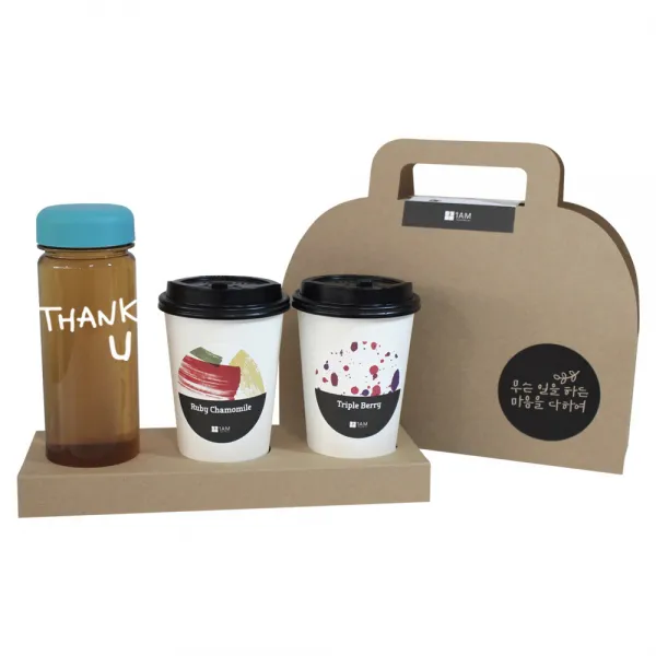 1AM 쥬뗌므 프리미엄 크라프트 THANK U 하늘뚜껑 보틀 블랜딩차세트, 크라프트 패키지 + 티백세트(테이크아웃잔 2p + 루비 캐모마일 3p + 트리플 베리 3p) + THANK U 보틀 스티커 + 트라이탄 보틀 + 무슨일을 패키지 스티커, 1세트