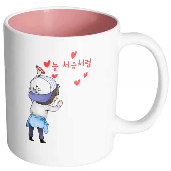 핸드팩토리 크레용꼬마 늘 처음처럼 머그컵, 내부 파스텔 핑크, 1개