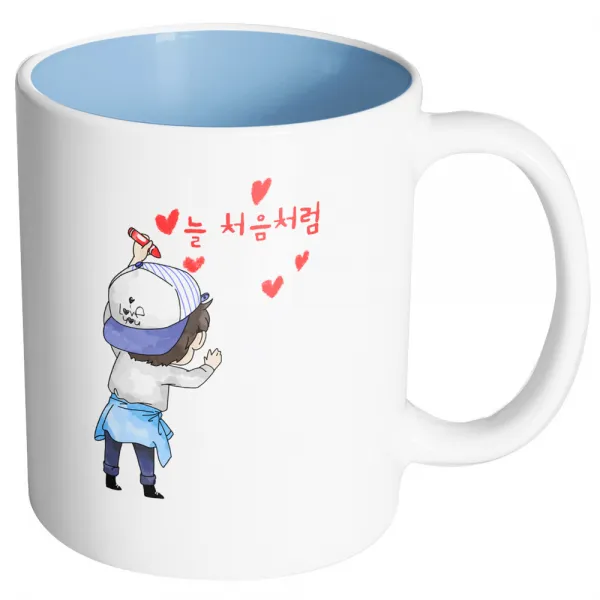핸드팩토리 크레용꼬마 늘 처음처럼 머그컵, 내부 파스텔 블루, 1개