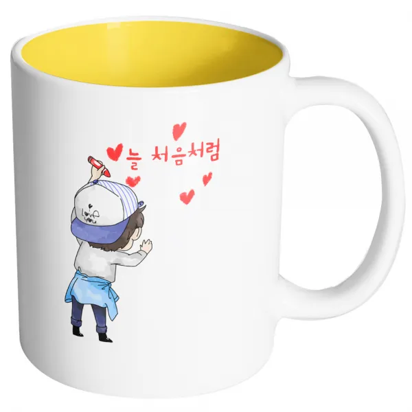 핸드팩토리 크레용꼬마 늘 처음처럼 머그컵, 내부 옐로우, 1개