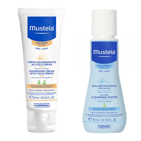 무스텔라 너리싱 크림 위드 콜드 크림 40ml + 노-린스 클렌징 워터 50ml 세트, 1세트