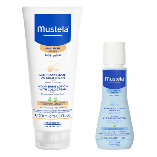 무스텔라 너리싱 로션 위드 콜드 크림 200ml + 노-린스 클렌징 워터 50ml 세트, 1세트