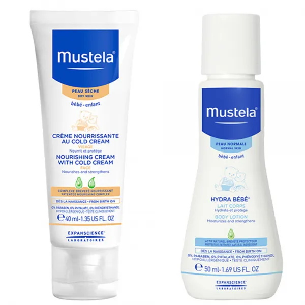 무스텔라 너리싱 크림 위드 콜드 크림 40ml + 이드라 베베 바디 로션 50ml 세트, 1세트