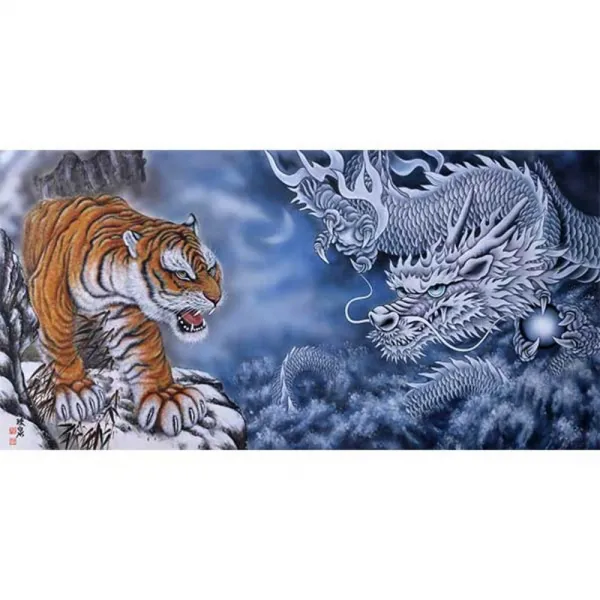 케이엠엘리 3d 보석십자수 Diy 세트 용호상박 70 X 35 Cm 혼합 색상 1세트