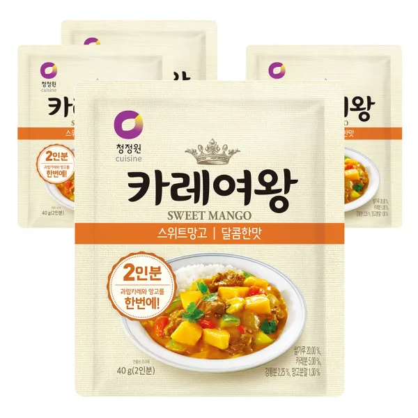 청정원 카레여왕 스위트망고 달콤한맛, 40g, 4개