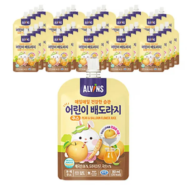 엘빈즈 매일 매일 건강한 습관 어린이 주스 80ml 배 + 도라지 혼합맛 40개입