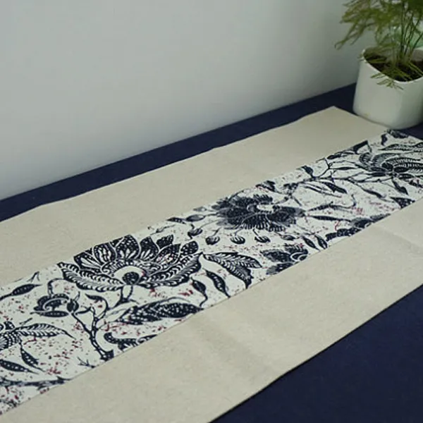 아리코 25 kitchen 동양 린넨 테이블 러너, F(꽃 날림), 30 x 210 cm