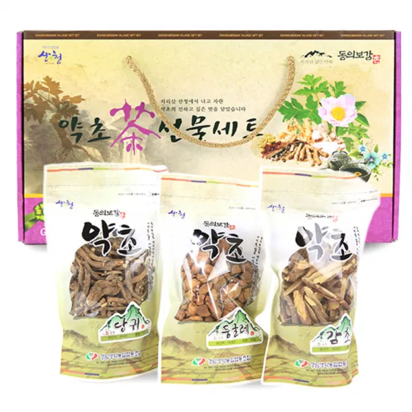 경남생약농업협동조합 동의보감촌 산앤차 약초차세트 2호 국내산, 둥굴레 120g + 감초 120g + 당귀 120g, 1세트