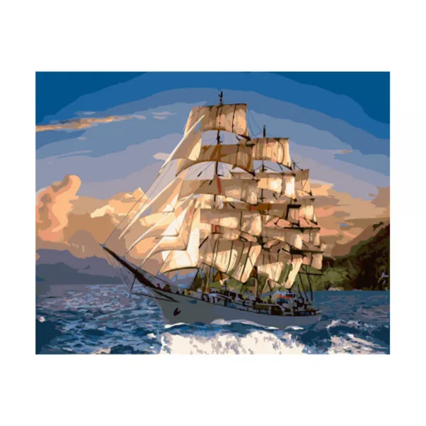 헬로페인팅 DIY 그림그리기 도면 키트 세트 하얀돛, 혼합 색상