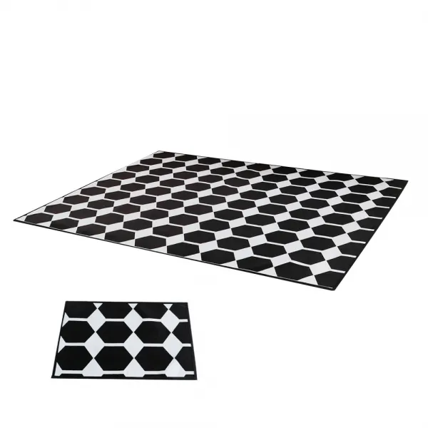 주노데코 DTP 벌집 러그 카페트 + 극세사 동급 발매트, 블랙