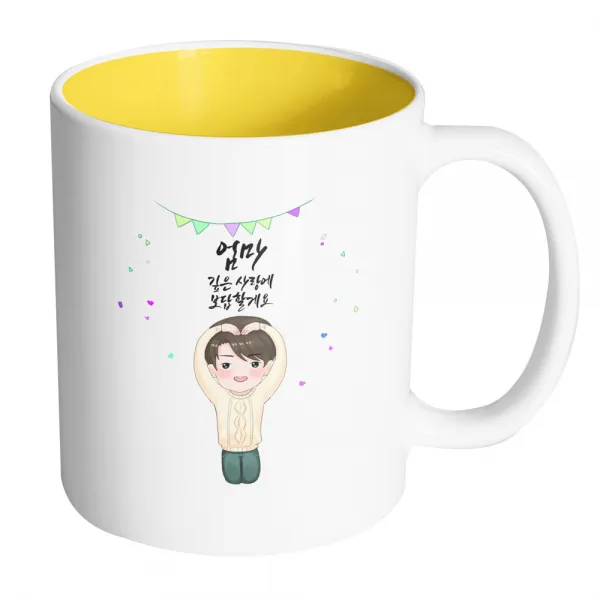 핸드팩토리 큰손하트착한아들 엄마 깊은사랑에 보답할게요 머그컵, 내부 옐로우, 1개