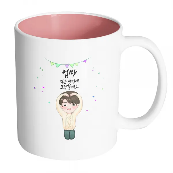 핸드팩토리 큰손하트착한아들 엄마 깊은사랑에 보답할게요 머그컵, 내부 파스텔 핑크, 1개