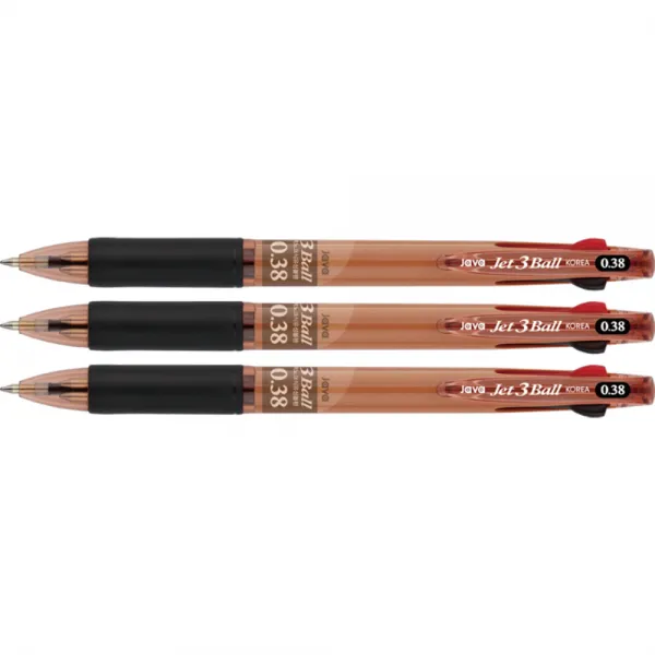 자바펜 제트 3색 볼펜 0.38mm, 브라운, 3개입