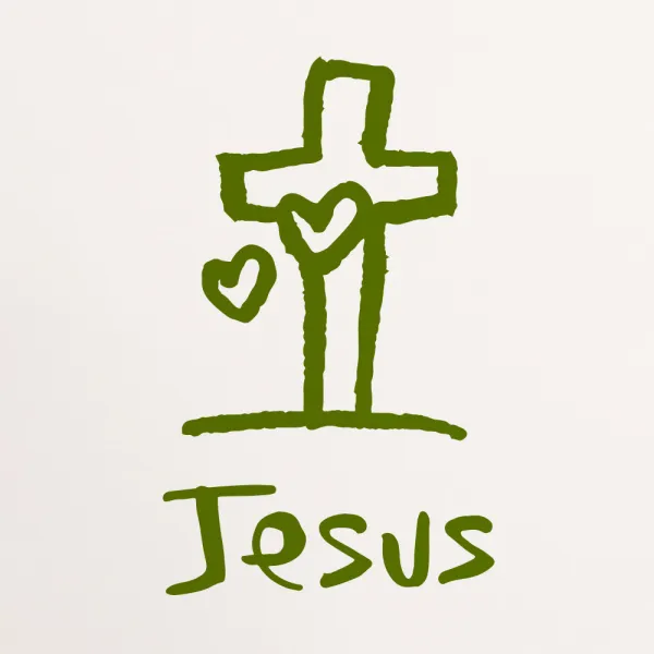 1AM 캘리스티커 S2 십자가 Jesus 포인트스티커, 올리브