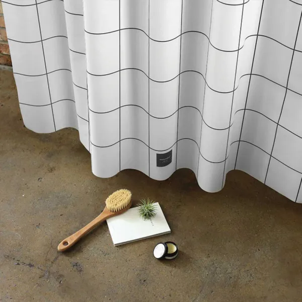 원세븐나인 모던부티크 그리드 패브릭 샤워커튼 1800mm x 1880mm, 1개