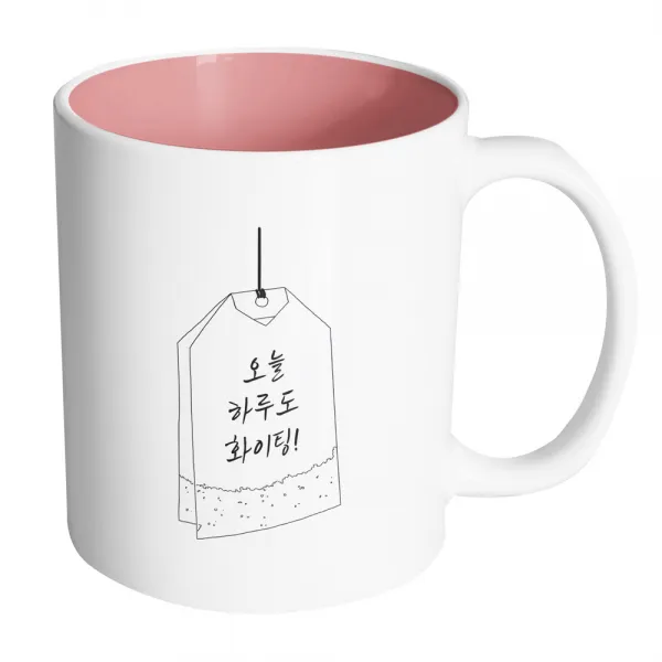핸드팩토리 아웃라인티백 오늘하루도화이팅 머그컵, 내부(파스텔 핑크), 1개