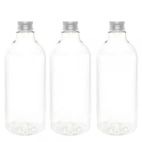병도매닷컴 DN1000 투명 음료용기 알루미늄 실버캡, 1L, 3개입