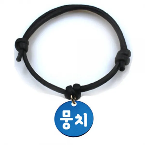 펫츠룩 굿모닝 블랙 반려동물 목걸이 S + 알미늄원형 팬던트 M, 블루(뭉치), 1개