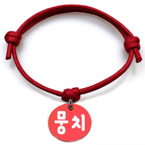 펫츠룩 굿모닝 레드 반려동물 목걸이 M + 알미늄원형 팬던트 M, 레드(뭉치), 1개