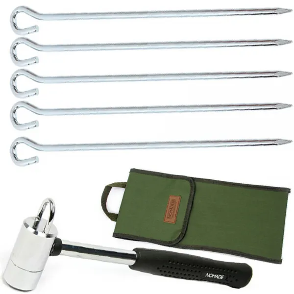 노마드캠핑 팩해머 케이스 + 크롬 망치 + 스틸 텐트 40cm 5p 1세트