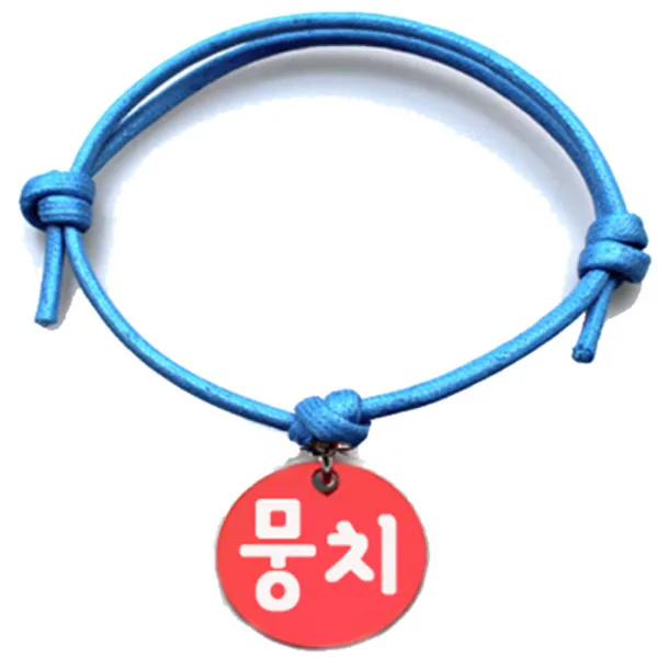 펫츠룩 굿모닝 블루 반려동물 목걸이 M + 알미늄원형 팬던트 S, 레드(뭉치), 1개