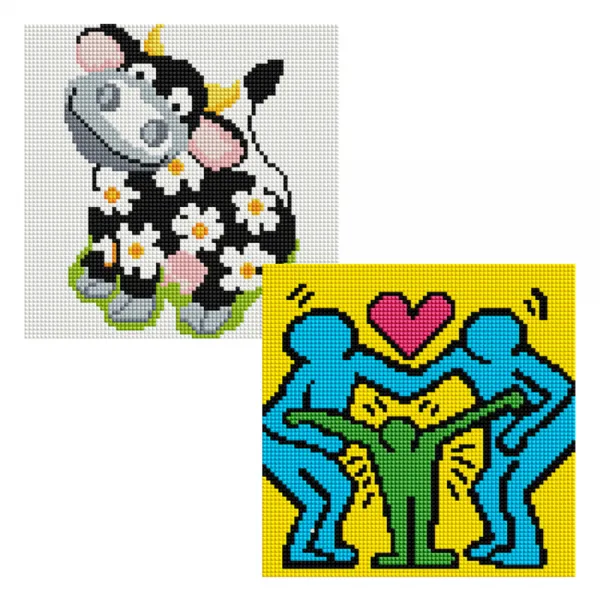 헬로페인팅 보석십자수 20x20 나무틀 꽃송아지 2p 세트, 보살핌, 꽃송아지, 1세트