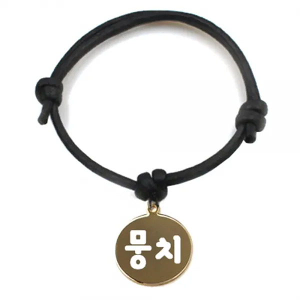 펫츠룩 굿모닝 블랙 반려동물 목걸이 M + 메탈원형 팬던트 S, 골드(뭉치), 1개
