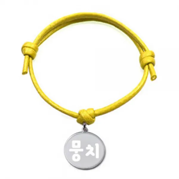 펫츠룩 굿모닝 옐로 반려동물 목걸이 M + 메탈 원형 팬던트 M, 실버(뭉치), 1개