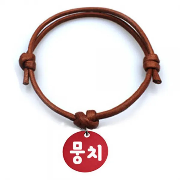 펫츠룩 굿모닝 카라멜 반려동물 목걸이 M + 알미늄원형 팬던트 M, 레드(뭉치), 1개