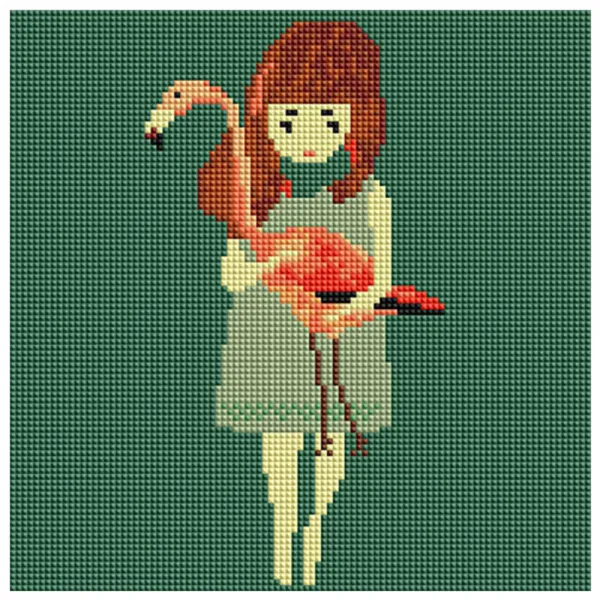 아트조이 DIY 보석 십자수 키트 25 x 25 cm, 홍학을 지켜줘, 1개