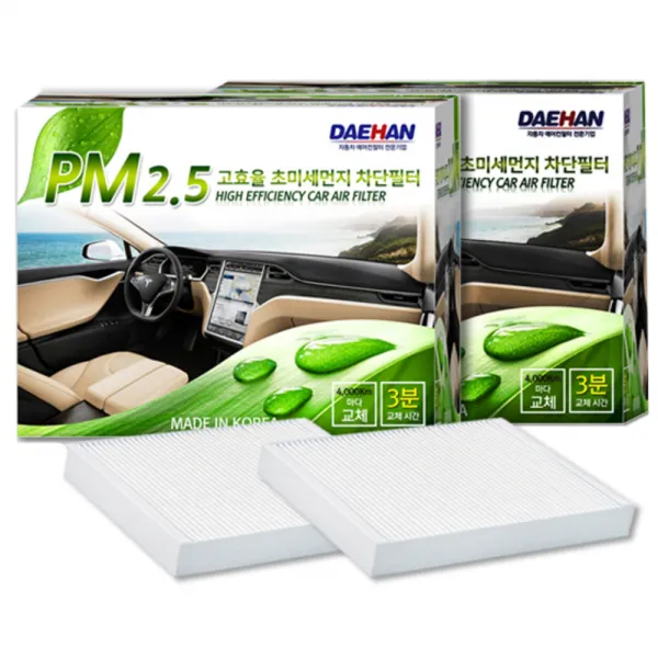 대한청정산업 차량용 PM2.5 초미세먼지 차단 에어컨 필터 아반떼 MD 등, 2개입